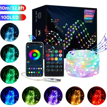 

Smart Fairy String Lights 33Ft 100 LED Rope Lights with 16 RGB Color Changing & 213 Flashing Modes APP Music Sync Waterproof Twinkle Light with Remote for Bedroom Party Home Patio Indoor Decor