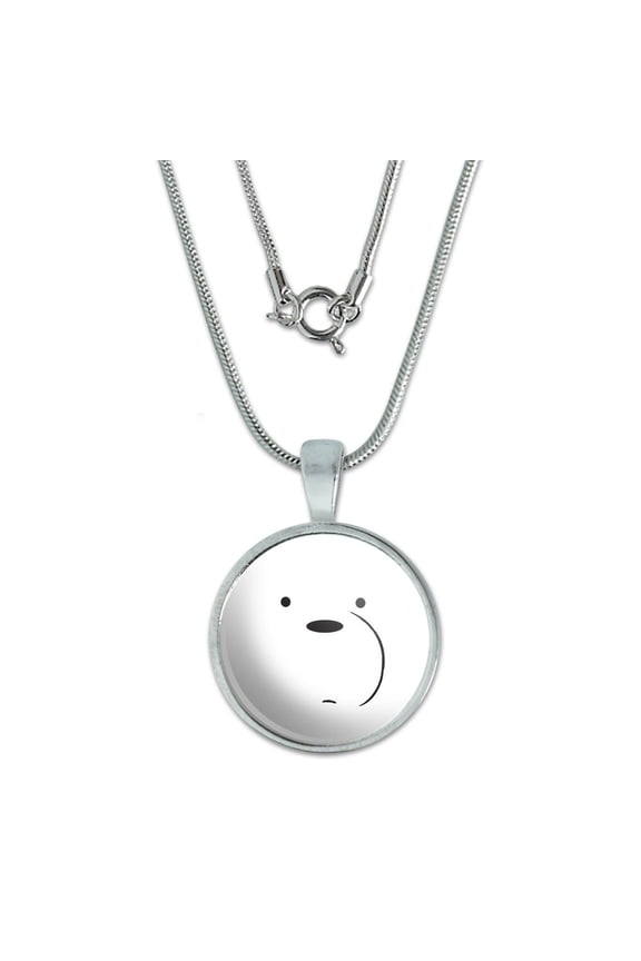 We Bare Bears Ice Bear 0.75" Pendant with Sterling Silver Plated Chain