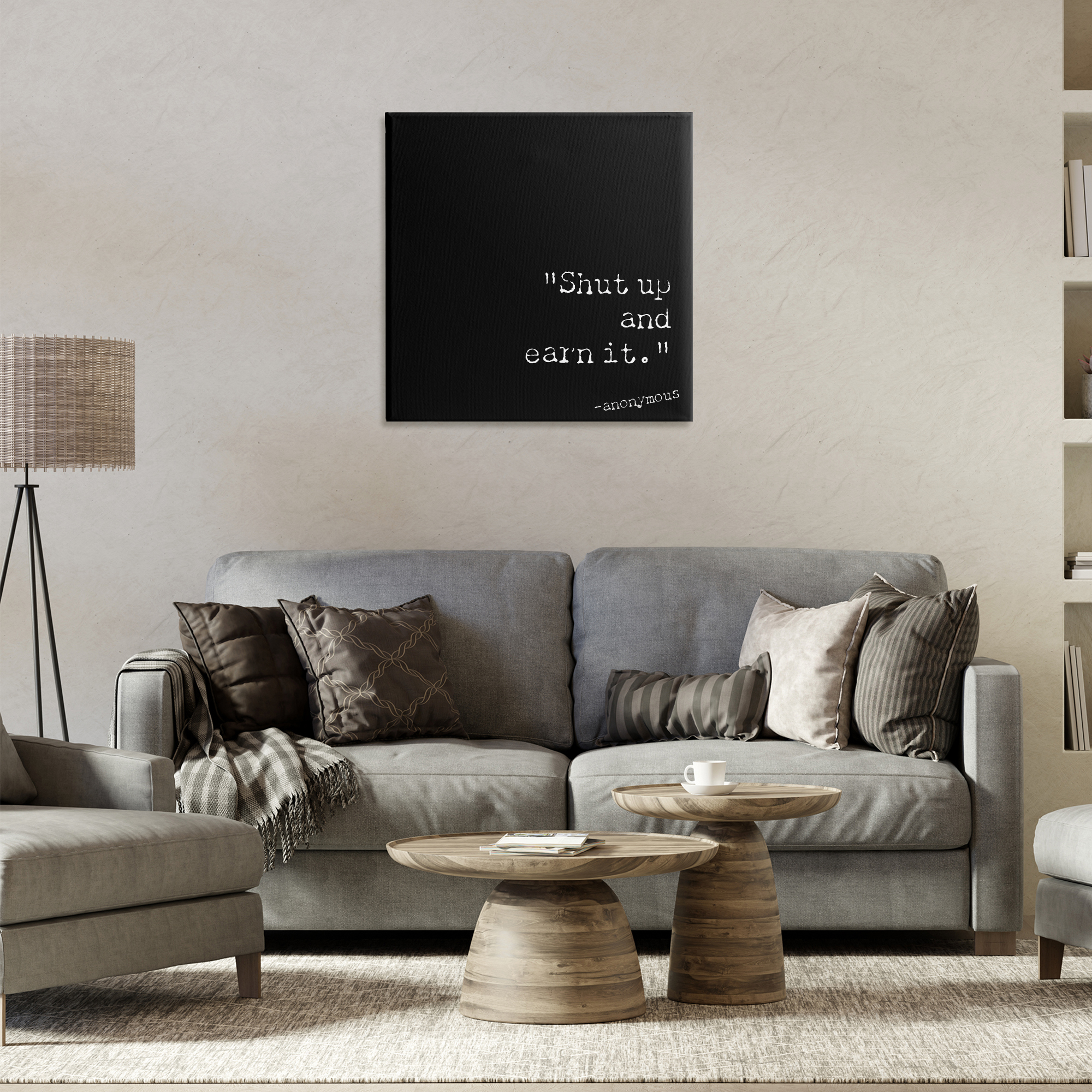 Stupell Industries Shut Up And Earn It Text & Numbers Painting Wrapped Canvas Art Print Wall Art, 24 x 24