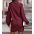 thumbnail image 2 of Ribbed Long Sleeve Bodycon Lantern Sleeves Bodycon Sweater Dress Soft Stand Collar Fashion Casual for Dating for Female ANGGREK Otros, 2 of 6