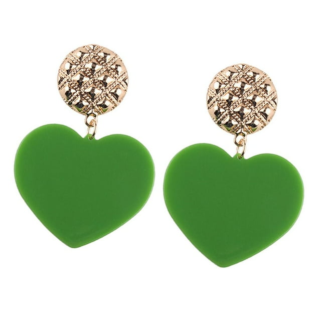 Aretes de resina Yinane en forma de corazón Verde Para Mujer Yinane Aretes en forma de corazón de moda