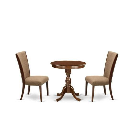East West Furniture Eden 3-piece Wood Kitchen Table and Chair Set in Mahogany