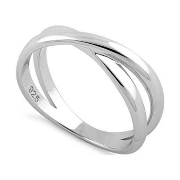 Mooneye 925 Sterling Silver Platinum Plated Double Overlapping Women Wedding Ring