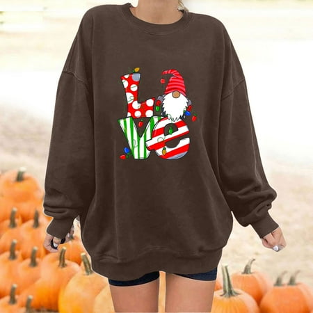 

jsaierl Womens Sweatshirt Cartoon Printed Christmas Sweatshirt Plus Size Round Neck Long Sleeve Casual Tops for Women Skin-Friendly Sweatshirts for Date Night