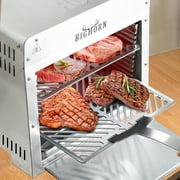 Big Horn Outdoor Silver Tabletop Propane Gas Grill with Adjustable Grill Grate