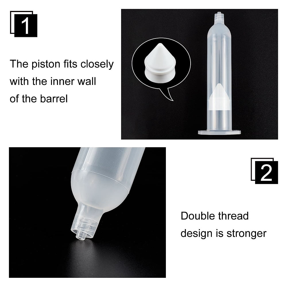 16pcs Plastic Dispensing Syringes with Piston Clear 129x45x30mm Hole: 2mm Piston: 23x28mm Capacity: 30ml(1.02 fl. oz)