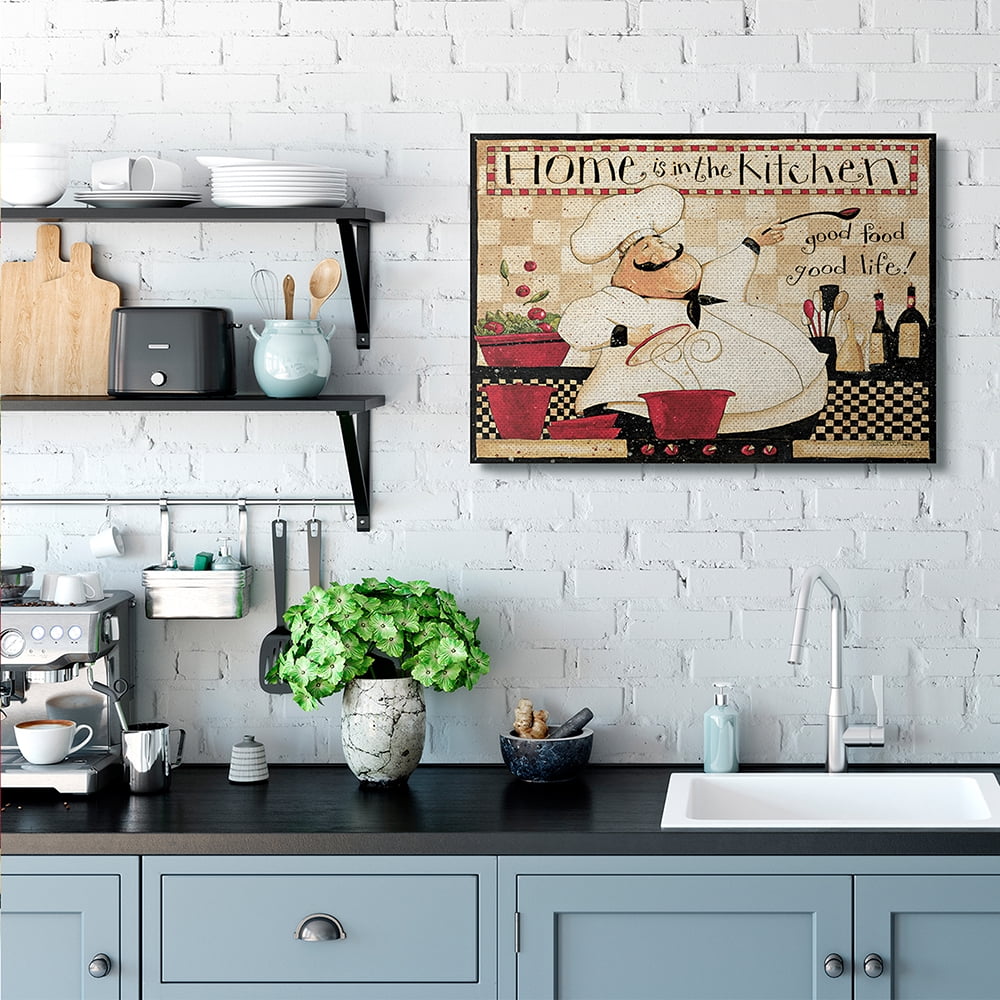 Stupell Industries Home is the Kitchen Phrase Charming Vintage Chef Canvas Wall Art by Dan DiPaolo