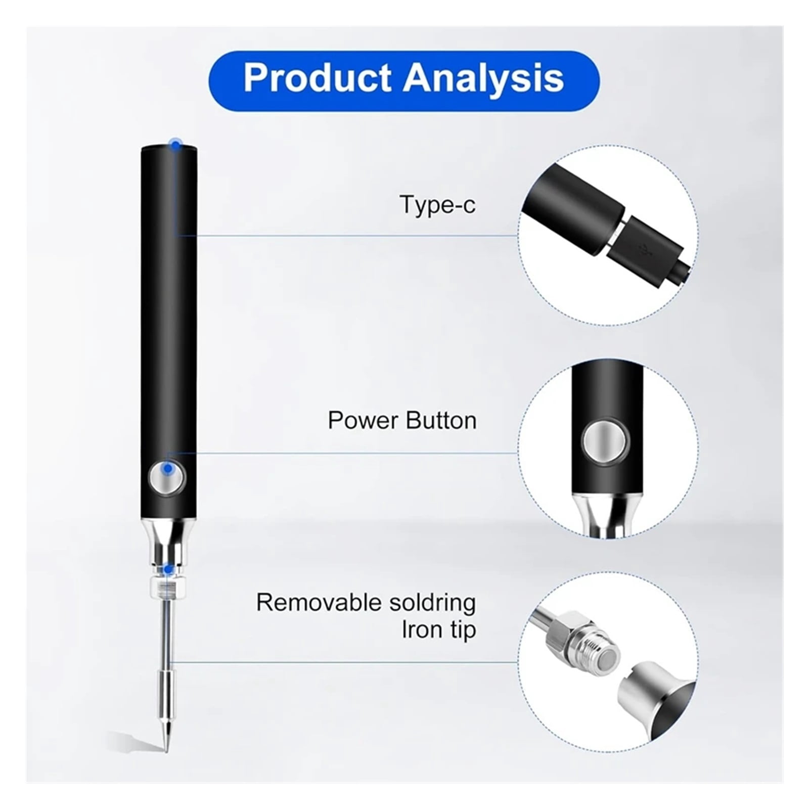 USB 5V 8W soldering iron tool pen DIY wireless soldering pen, home and outdoor convenient soldering repair tool set ,Internally Heated