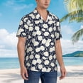 thumbnail image 3 of Gaeub Daisies Flowers Print Men's Hawaiian Shirt,Button Down Short Sleeves Shirts,Tropical Beach Casual Button Down Shirts,X-Large, 3 of 7