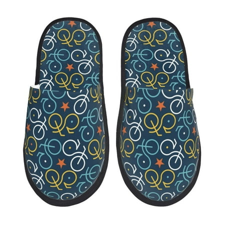 Balery Bicycle Colorful Slient Indoor Furry Fleece Comfort House Shoes Soft Non-Slip Home Shoes Cotton slippers House Slippers-- Medium