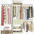 thumbnail image 5 of iSunirm 96" Walk-in Closet System with 2 Wooden Drawer & Adjustable Shoe Rack, Clothes Organizer with 3 Hanging Rods, Heavy Duty Closet Garment Rack for Bedroom/Closet, 96"W x 15"D x 80"H, White Oak, 5 of 8