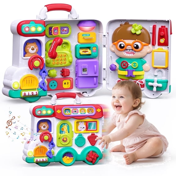 Gelomee 54-In-1 Montessori Toys For 1-3 Year Old Girl, English & Spanish Toddler Busy Board For 1 Year Old, Baby Travel Sensory Toys For Toddlers 1-3