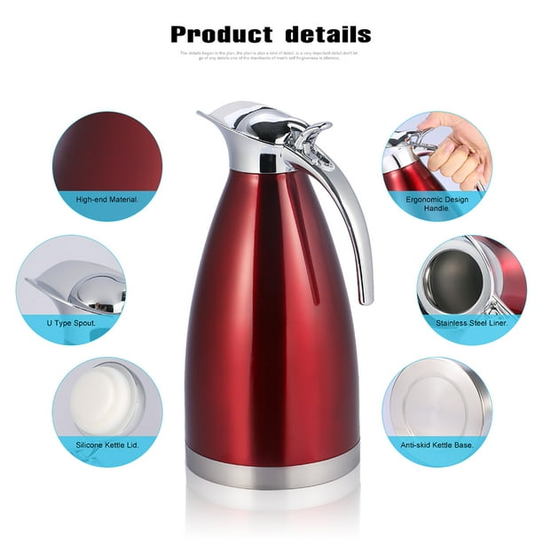 Jarra De Café Con Aislamiente, Tetera De Acero Dispensador Inoxidable De Bebidas Calientes Para Bebidas Con Doble Pared Con Aislamiente Al Vacío Jarra Termo