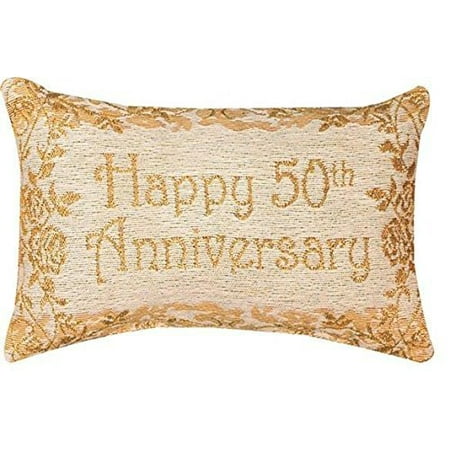 Pillows With Messages Manual 12.5 x 8.5-Inch Decorative Throw Pillow Reversible Word Pillow, Golden 50th Anniversary, -Throw pillow with embroidered message By Manual Woodworkers ()