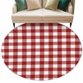thumbnail image 2 of Round Area Rug 5ft,Farmhsoue Christmas Red White Buffalo Check Washable Carpet Non-Slip Runner Accent Rugs Indoor Floor Mat for Bedroom Living Room Decor,Rural Style, 2 of 9