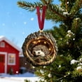 thumbnail image 4 of 1PC Woodland Hedgehog Tree Hole Christmas Ornament, Rustic 2D Acrylic Hanging Decor for Tree, Farmhouse Home, and Holiday Party Accents, 4 of 6