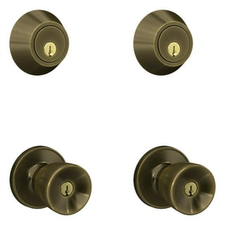 First Secure by Schlage Hawkins Knob Hall and Closet Lock in Bright Brass