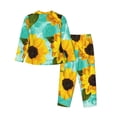 thumbnail image 2 of Bingfone Womens Pajama Sets Sunflowers With Green Leaves Print,Long Sleeve Loungewear Pajamas Set-Small, 2 of 9