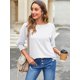 thumbnail image 4 of Camisa Bluetime de manga 3/4 para mujer, cuello redondo, corte holgado, color blanco, 4 of 6