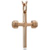 Solid 14K Rose Gold Women's Mini Dumbbell Cross Necklace - John 19:30 by Shields of Strength