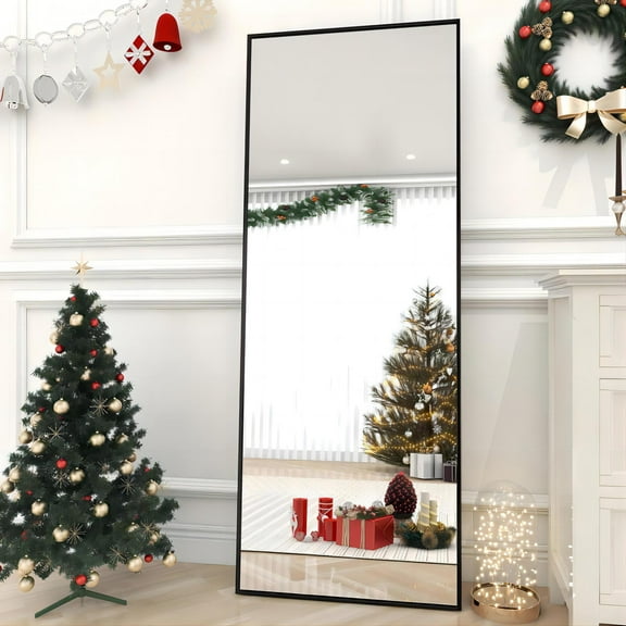 BEAUTYPEAK 64" x 21" Full Length Mirror Large Rectangular Floor Mirrors Standing Hanging or Leaning, Black