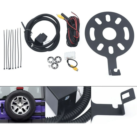 Miumaeov 170° Wide View Reverse Backup Camera Mount Fits For Jeep Wrangler 2007-2018 Rear View Spare Tire