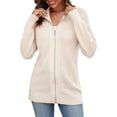 thumbnail image 3 of LANGWYQU Long Sleeve Turtle Neck Women Mesh Knit Jacket Zipper Coat, 3 of 5