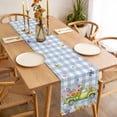 thumbnail image 3 of Table Runner 48 Inches Long for Kitchen Dining, Spring Floral Truck Dresser Scarf Farmhouse, Dining Table Decorations for Wedding/Parties, Watercolor Flowers Butterflies Blue Plaid 13 x 48 In, 3 of 8