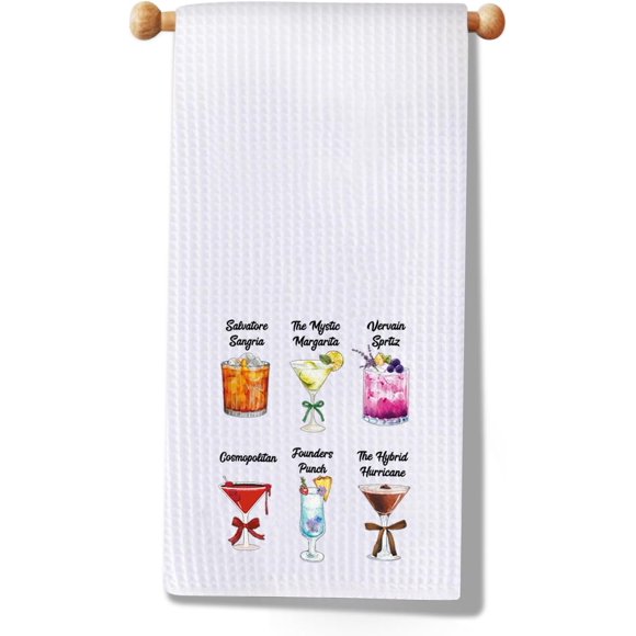 JXGZSO Cadeau Inspiré de l'Émission Télévisée, Serviette à Main, Torchons pour Bar, Chariot, Boîte de Nuit, Cuisine, Cadeau pour Amateur de Cocktails (Serviette CA TVD)