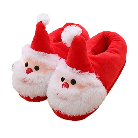 

NUOLUX 1 Pair Santa Slippers Christmas Furry Slippers Comfortable Home Warm Shoes