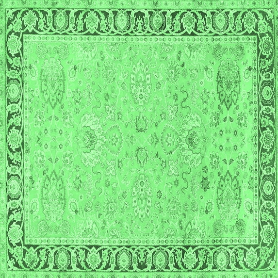 Ahgly Company Indoor Square Persian Emerald Green Traditional Area Rugs, 4' Square