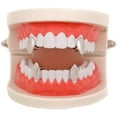 thumbnail image 2 of 4PC Single Metal Grillz Silver Vampire Fangs Dracula Hip Hop Teeth Grillz, 2 of 4