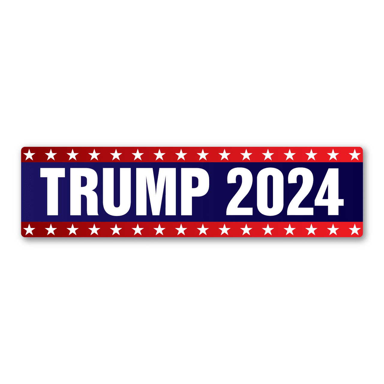 Donald Trump 2024 Bumper Sticker, Red White Blue Stars, Trump