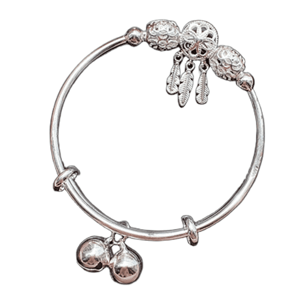 DESIGNICE Beaded Bracelets Adjustable 925 Sterling Silver Sterling Silver Bracelet Tassel Feather Balls Charm Bracelets Style 2