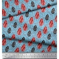 thumbnail image 2 of Soimoi Blue Silk Fabric Leaves,Berries & Egg Folk Art Fabric Prints By Yard 42 Inch Wide, 2 of 3