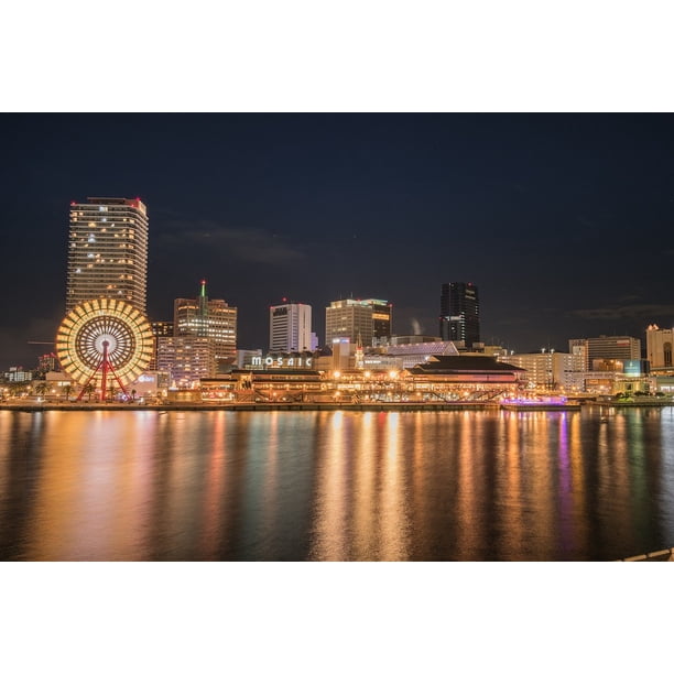 Osaka Japan Night Port Skyline City Kobe Tower 12 Inch By 18 Inch Laminated Poster With Bright Colors And Vivid Imagery Fits Perfectly In Many Attractive Frames Walmart Com Walmart Com