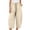 Beige, variant on ShomPort Plus Size Women Sweatpants Elastic Waist Drawstring Wide Leg Cropped Pants Casual Daily Baggy Trousers with Pockets