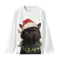thumbnail image 5 of DISNIMO Christmas Cat Tshirt Kids Long Sleeve Shirts for Boys Size 7-8 Shirts for Girls Crew Neck Sweatshirt Kids Long Sleeve Shirt for Girls Kids Casual T-Shirts for Boys, 5 of 7