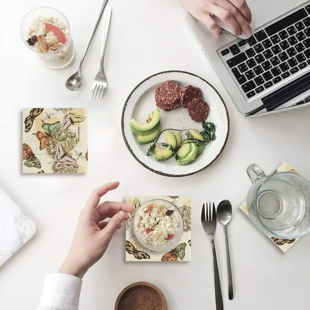 

KXMDXA Dragonfly Set of 8 Coaster for Drinks Absorbent Ceramic Stone Coasters Cup Mat with Cork Base for Home Kitchen Room Coffee Table Bar Decor