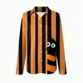 thumbnail image 4 of Godom Womens Halloween Shirt Cute Graphic Tee Long Sleeve Button Up Tops, 4 of 5