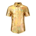 thumbnail image 5 of INSPIRE CHIC Holographic Shirts for Men's Crew Neck Short Sleeves Metallic Tops, 5 of 5