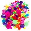 LaurDIY Neon Acrylic Bead Mix Pack with Tassels and Pom Poms, Bright Colors