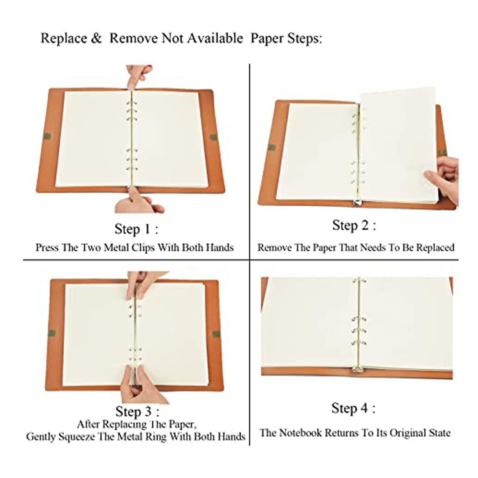 Cadorn A5 Leather - Bound Notebook/Diary with Replaceable Paper - 100 Sheets (200 Pages)