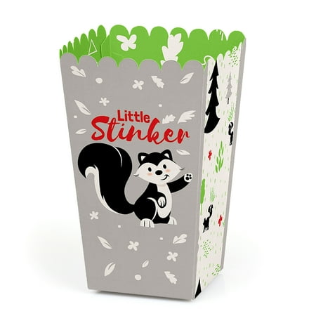 - Little Stinker - Woodland Skunk Baby Shower or Birthday Party Favor Popcorn Treat Boxes - Set of 12