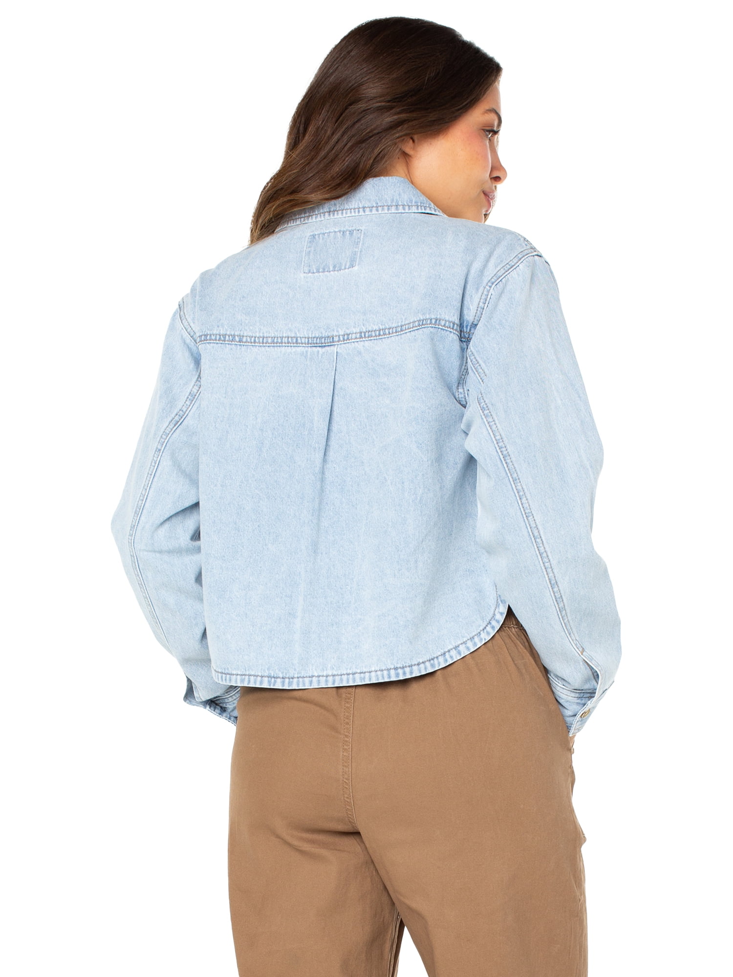 Celebrity Pink Women's and Women's Plus Hi Low Button Down Denim Top, Sizes XS-4X