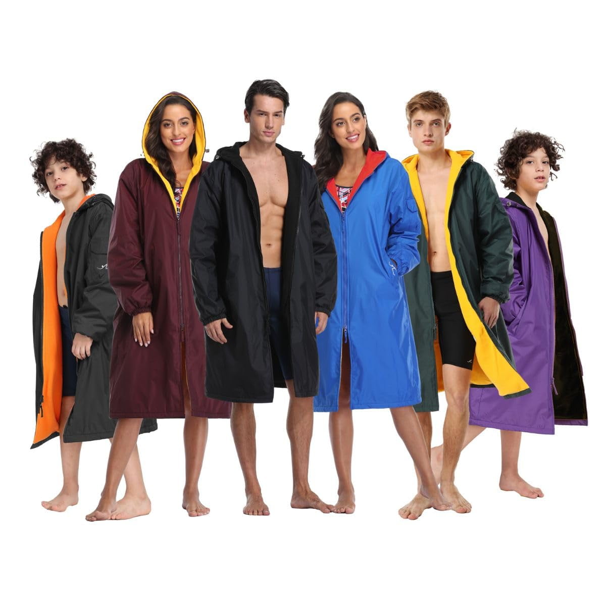 Adoretex Unisex Waterproof Swim Parka, Quick-dry Warm Coat Water Sports Jacket for Adults & Kids-PK005-Black/Black-YS