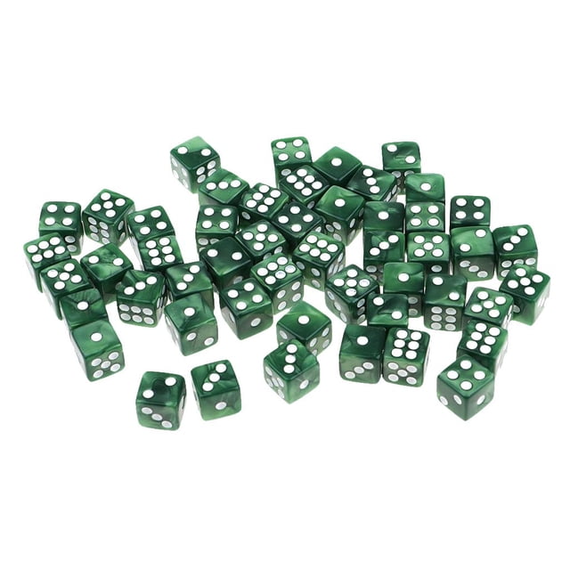 50 Piezas de Acrílico de Seis dos Dados Mm D6 RPG Party Game , Verde 50 piezas verde CUTICAT Dados poliédricos