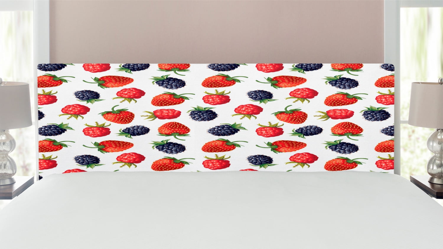 Fruits Headboard, Delicious Ripe Berry Print Strawberries Raspberries ...