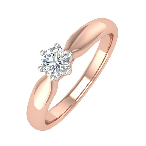 1/5 Carat 6-Prong Set Diamond Solitaire Engagement Ring Band in 10K Rose Gold (Ring Size 10.75)