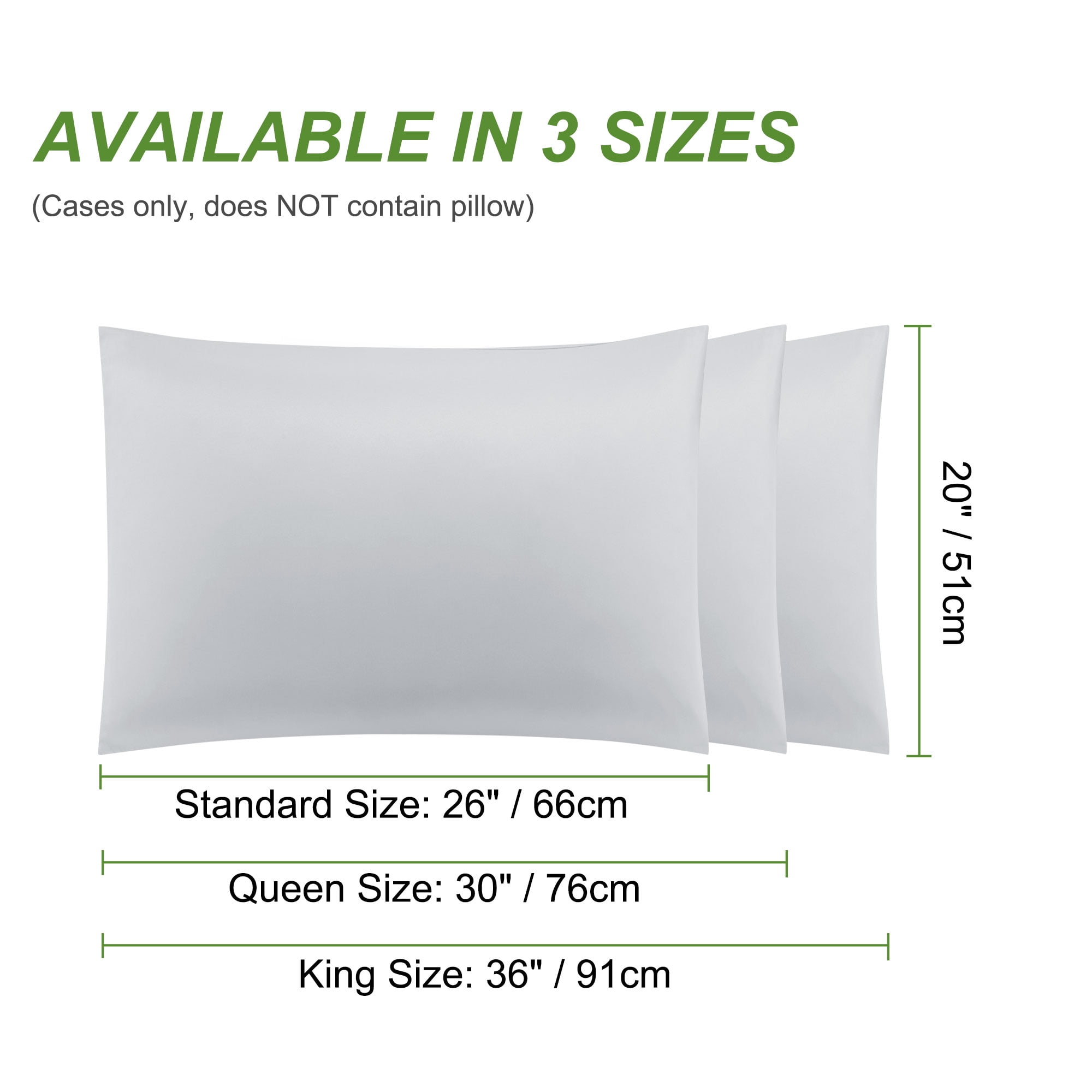 Unique Bargains 2Pc Breathable Zipper Closure Pillowcases Light Gray Standard